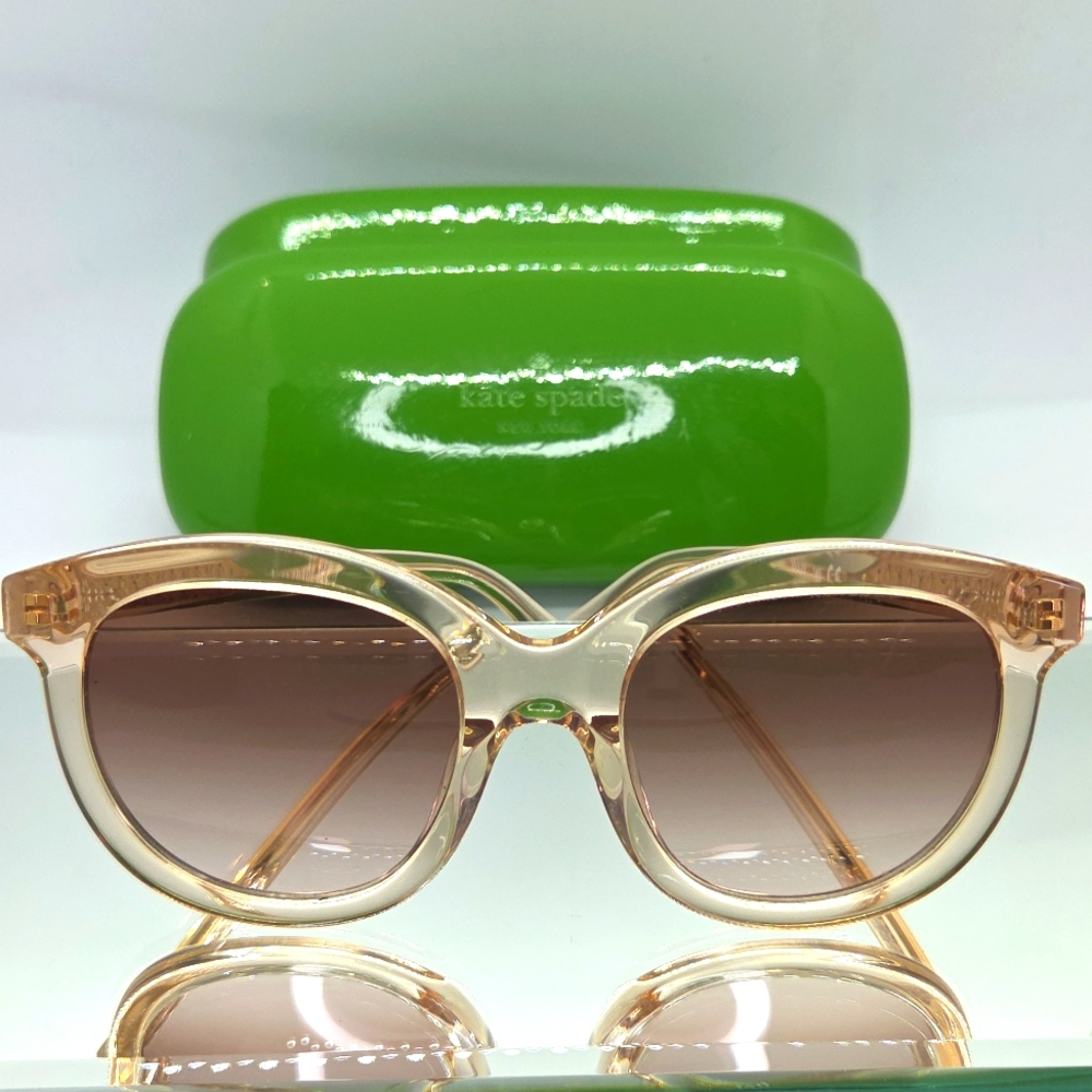 Kate Spade Hello Sunshine Lillian 2T3M2 Cream and Brown Cat-Eye Sunglasses